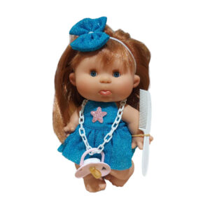 0424 Nines d Onil Χειροποίητο μωρό κούκλα Pepote special Funtastik με μπλε φόρεμα με glitter 26 εκ