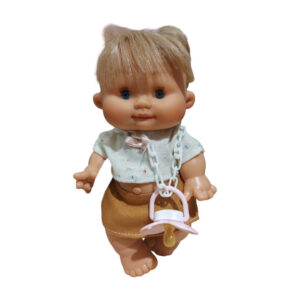 0424 Nines d Onil Χειροποίητο μωρό κούκλα Pepote special Funtastik με καφέ φούστα 26 εκ